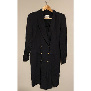 Vintage Womens Dress Size 10 Navy Double Breasted Old Money Secretary Preppy